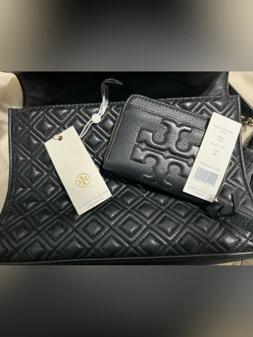 Tory Burch - Fleming Quilted Lambskin Leather Convertible Shoulder Bag & Coin Wa